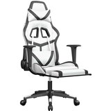  Igraća stolica od umjetne kože s osloncem za noge Bijela i crna | shoptok.hr