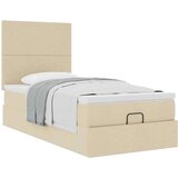 vidaXL Otomanski posteljni okvir z vzmetnico krem 80x200 cm blago, (21611225) | Shoptok.si