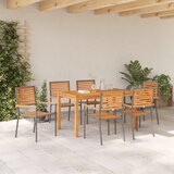  Vrtni set za objed 7 kom. Siva Čvrsto drvo akacije 140 x 80 x 74 cm | shoptok.hr