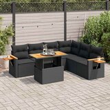 vidaXL Vrtna sedežna garnitura z blazinami 7-delna črn ratan/akacija, (21783072) | Shoptok.si