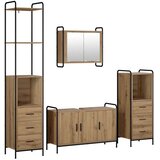  Set ormarića za kupaonicu 4 kom. Hrast artisan - Hrast artisan Ormar ispod sudopera (3 vrata) + viseći ormar + kupaonski ormar ( | shoptok.hr