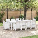 vidaXL Komplet za jedilnico v vrtu 11 pcs Bela Polt rattan Cene