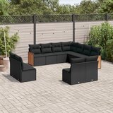  The Living Store Vrtna sedežna garnitura 11-delna z blazinami črn poli ratan - Vrtna Sedežna Garniture, (21479287) | Shoptok.si