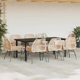  Vrtna garnitura - 8-dijelni vrtni blagovaonski set s jastucima poliratan i staklo Smeđa 200 x 100 x 74 cm 8 | shoptok.hr