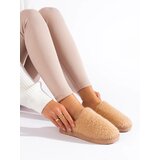 Shelvt Slip-on slippers with fur brown | shoptok.hr