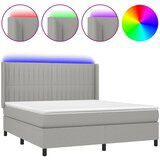 Maison Chic Box spring postelja - Vzmetna postelja z vzmetnico LED sv. siva 180x200 cm blago SL9624, (21904089) | Shoptok.si