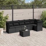  7-dijelni set vrtnih sofa od poliratana s jastucima crni | shoptok.hr