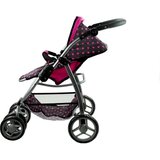 Kolica za lutku Alice 2u1 - crna s rozim točkicama | shoptok.hr