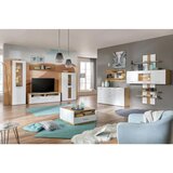 Mömax stenski regal auris, alpsko bela, barva hrasta | Shoptok.si