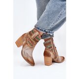 Maciejka Leather Cowboy Ankle Boots With Decorative Braiding | Shoptok.si