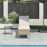  Ležaljka s jastukom bež 55x200x44 cm poli ratan | shoptok.hr