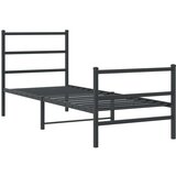 vidaXL Kovinski posteljni okvir z vzglavjem in vznožjem črn 75x190 cm | Shoptok.si