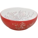 Nadgradni umivaonik bijelo-crveni okrugli Φ41x14 cm keramički | shoptok.hr