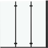 Furnova Zložljiva pregrada za tuš s 3 paneli ESG 130x138 cm črna, (21918017) | Shoptok.si