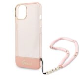 Guess gUHCP14SHGCOHP za iPhone 14 6.1 - roza silikonski ovitek s perla zapestnico | Shoptok.si