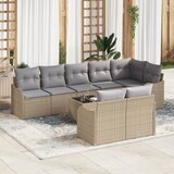 vidaXL 9-delni vrtnem kavč set z blazinami črni poli ratan | Shoptok.si