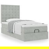 vidaXL Otomanski posteljni okvir z vzmetnicami siv 100x200cm žamet | Shoptok.si