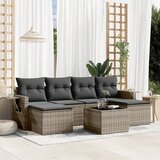 Maison Chic Seti vrtnega pohištva - Vrtna garnitura - Vrtni pohištvo set 7-delna z blazinami siv poli ratan, (21801536) | Shoptok.si