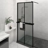 The Living Store pregrada za tuš s polico črna 100x195 cm esg steklo in aluminij - stena za tuš, (21751454) | Shoptok.si