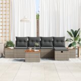 vidaXL 6-delni vrtni kavč set z blazinami siva poli ratan | Shoptok.si