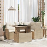 vidaXL 5-delni Vrtni sedežni set z blazinami Bež Poli Ratan | Shoptok.si