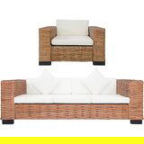 The Living Store Sedežna garnitura z blazinami 2-delna naravni ratan - Sedežna Garnitura, (21474143) | Shoptok.si
