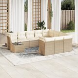 vidaXL 11-dijelni set vrtnih sofa od poliratana s jastucima bež Cijene