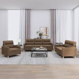  The Living Store Sedežna garnitura z blazinami 3-delna rjavo blago - Komplet Sedežne Garniture, (21456459) | Shoptok.si