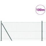 vidaXL Varjena žična ograja s 13 flanšnimi stebri Zelena 0.8x100 m Jeklo | Shoptok.si