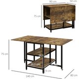  Sklopivi blagovaonski stol industrijski dizajn 140 cm x 80 cm x 75 cm smeđa + crna | shoptok.hr