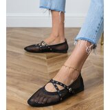 D/CEO Black mesh ballet flats with decorative buckle Zerid | shoptok.hr