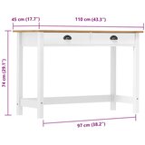  Konzolni stol Hill s 2 ladice 110x45x74 cm od masivne borovine | shoptok.hr