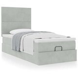 vidaXL Otomanski posteljni okvir z vzmetnicami siv 90x190cm žamet | Shoptok.si