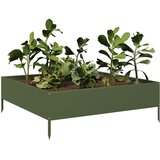  Povišena vrtna gredica maslinastozeleni 100x100x33,5 cm čelik | Eponuda.com