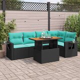 vidaXL Vrtna garnitura - 6-dijelni set vrtnih sofa s jastucima crni od poliratana - Crna 1 | shoptok.hr