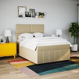  Krevet s oprugama i madracem krem 140 x 190 cm od tkanine | shoptok.hr