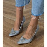 Gemre Silver satin pumps with rhinestones Bellira | ePonuda.com