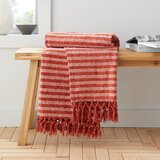 Catherine Lansfield Rdeča/oranžna žametna odeja 130x170 cm Stripe Chenille – Cene