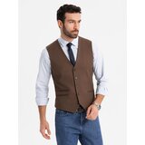 Ombre Men's suit vest with classic detailing and lining - brown Cene