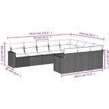 vidaXL 10-dijelni set vrtnih sofa s jastucima crni od poliratana | shoptok.hr