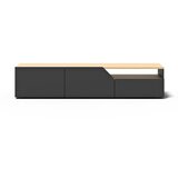 TemaHome Črna/v naravni barvi TV omarica z mizno ploščo v hrastovem dekorju 180x38 cm Verone – Cene