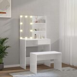  Set toaletnog stolića LED sjajni bijeli od konstruiranog drva | shoptok.hr