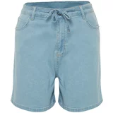 Trendyol Curve Plus Size Shorts & Bermuda - Navy blue - High Waist