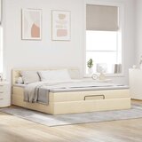  Otomanski krevet s madracem krem 160x200 cm od tkanine | shoptok.hr