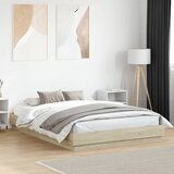 Maison Chic Posteljni okvir - Dvoposteljna postelja - Zakonska postelja z LED diodami sonoma hrast 140x200 cm, (21693686) | Shoptok.si