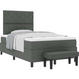 vidaXL Postelja s škatličnim vzmetenjem z ležiščem in klopjo temno siva 120x190 cm tkanina | Shoptok.si