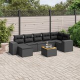 Maison Chic Seti vrtnega pohištva - Vrtna garnitura - Vrtni pohištvo set 8-delna z blazinami črn poli ratan, (21799825) | Shoptok.si