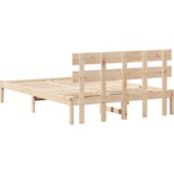 vidaXL Posteljni okvir z naslonom 150x200 cm Trden borov les | Shoptok.si