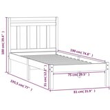  Okvir za krevet od masivnog drva crni 75 x 190 cm UK 2FT6 mali | shoptok.hr