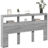 vidaXL Ormarić za uzglavlje LED sivom sonomom 180x17x102 cm | shoptok.hr